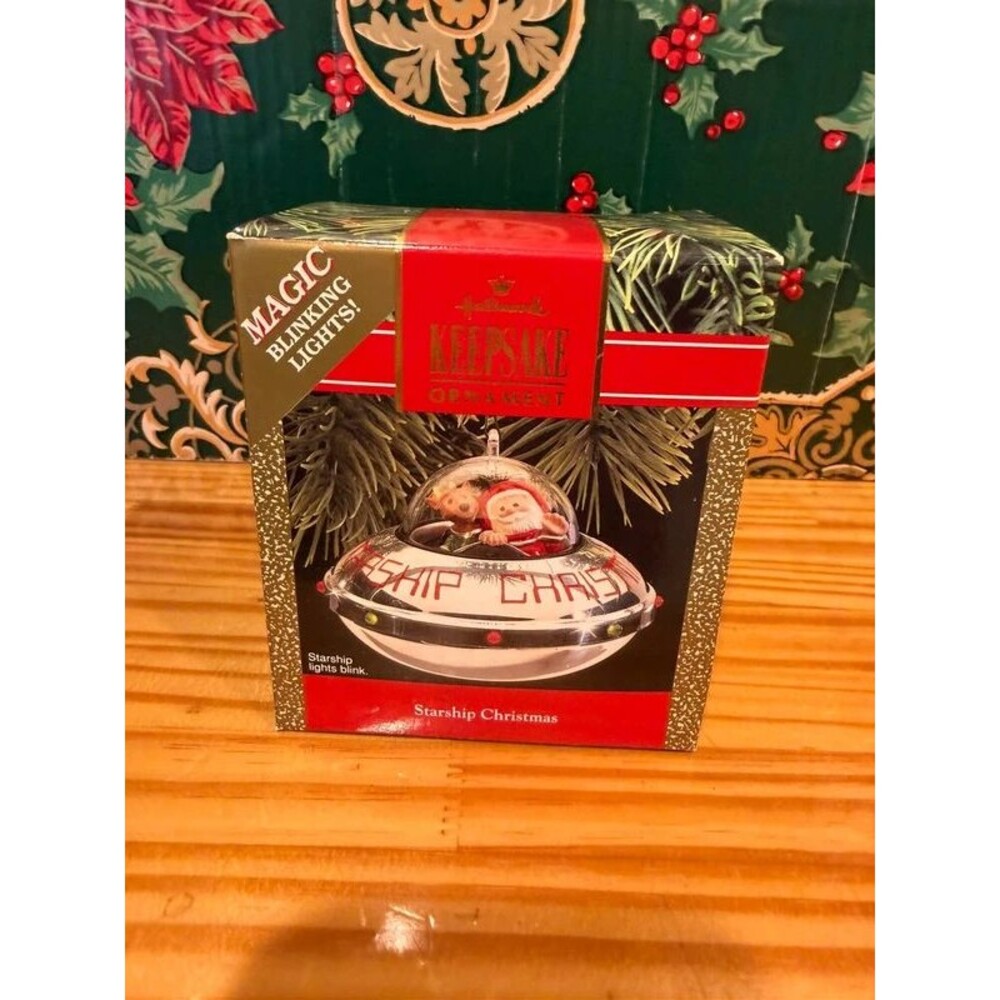 1990 Hallmark Starship Christmas Magic Blinking Lights Ornament Tested Working